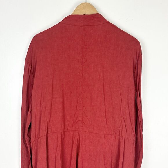 Eileen Fisher Linen Jacket Women's 1X Stand Shawl Collar Peplum Zip Lightweight - Picture 11 of 16